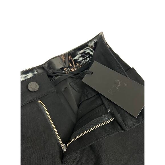 NWT! RtA Denim - Back is Patent Exposed zipper Raw hem SKIRT BLACK 4 - Picture 4 of 10